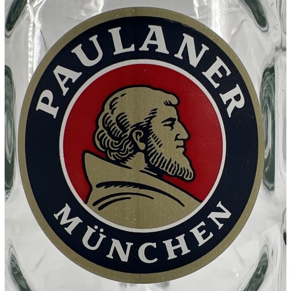 New PAULANER Munchen Germany Large Heavy Glass Beer Mug German Stein Never Used